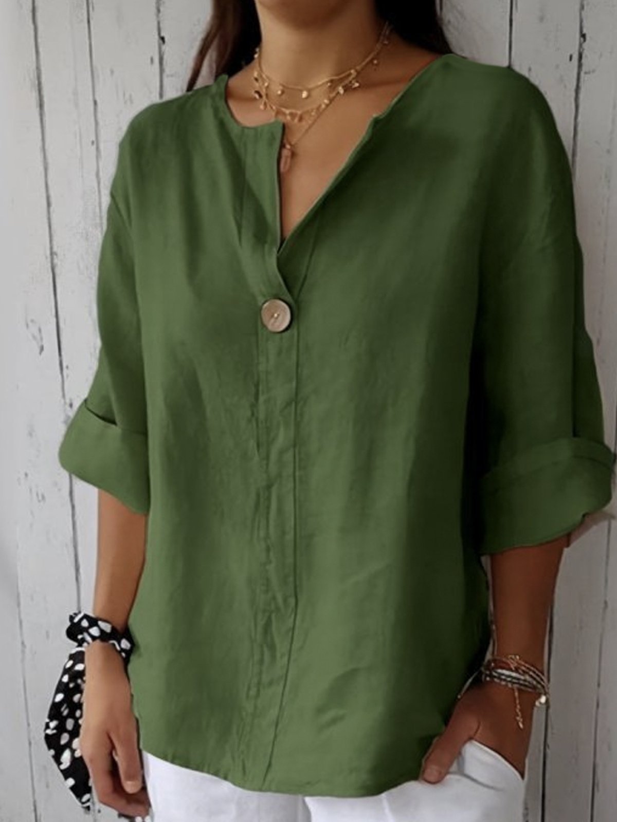 Luna - Blusa casual con cuello en V