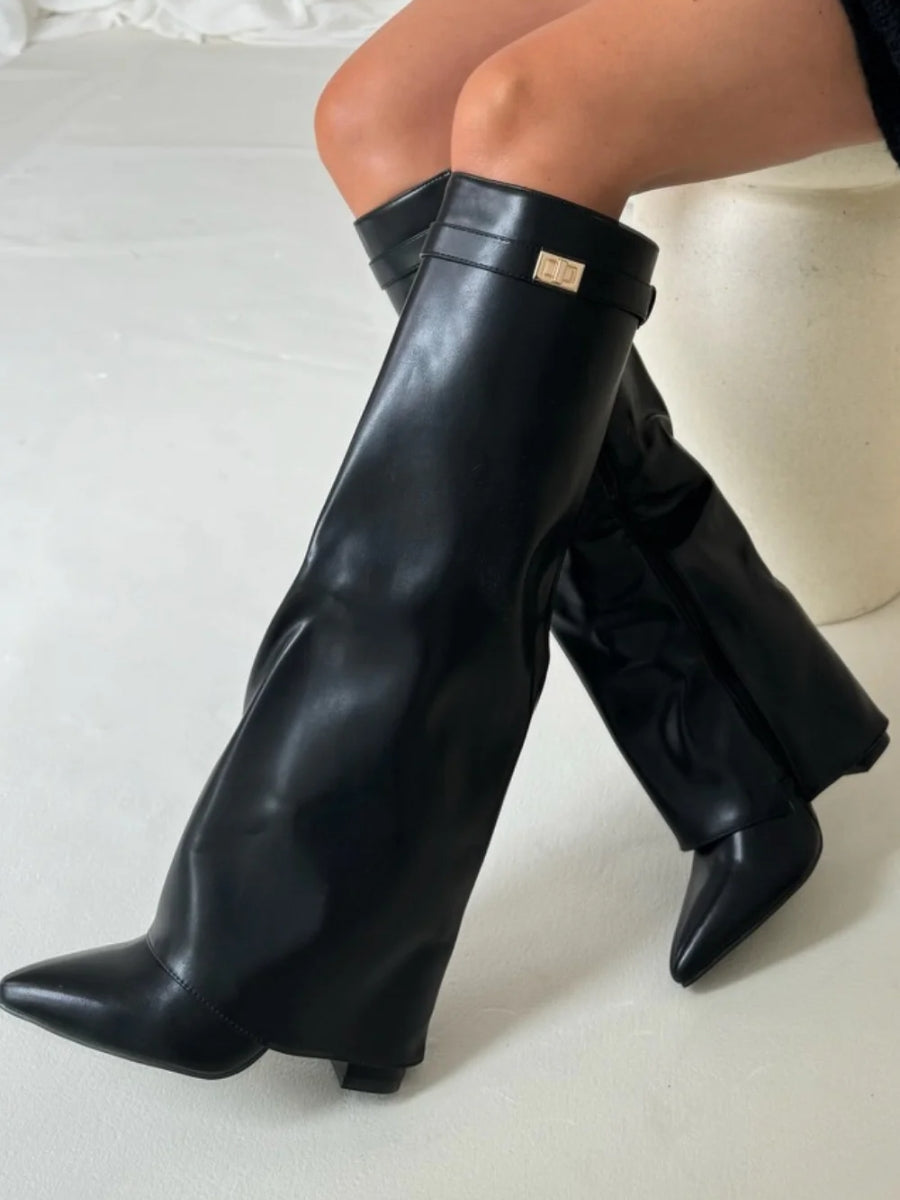 Women's Winter Zip-Up Slouchy High Heel Boots