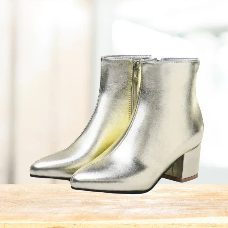 Madison | Women’s Metallic Winter Zip-Up Ankle Boots