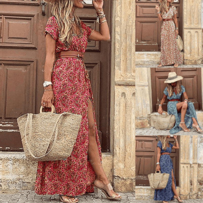 Women’s V-Neck Short Sleeve Maxi Dress