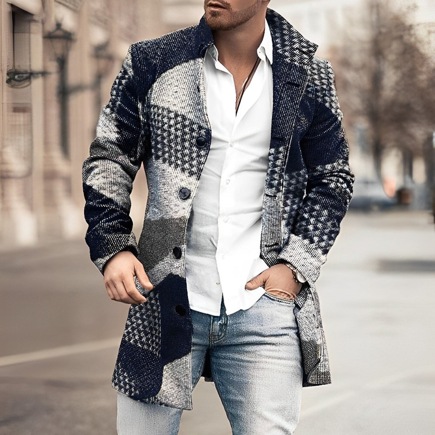 Harry | Stylish Long Button Up Coat for Men
