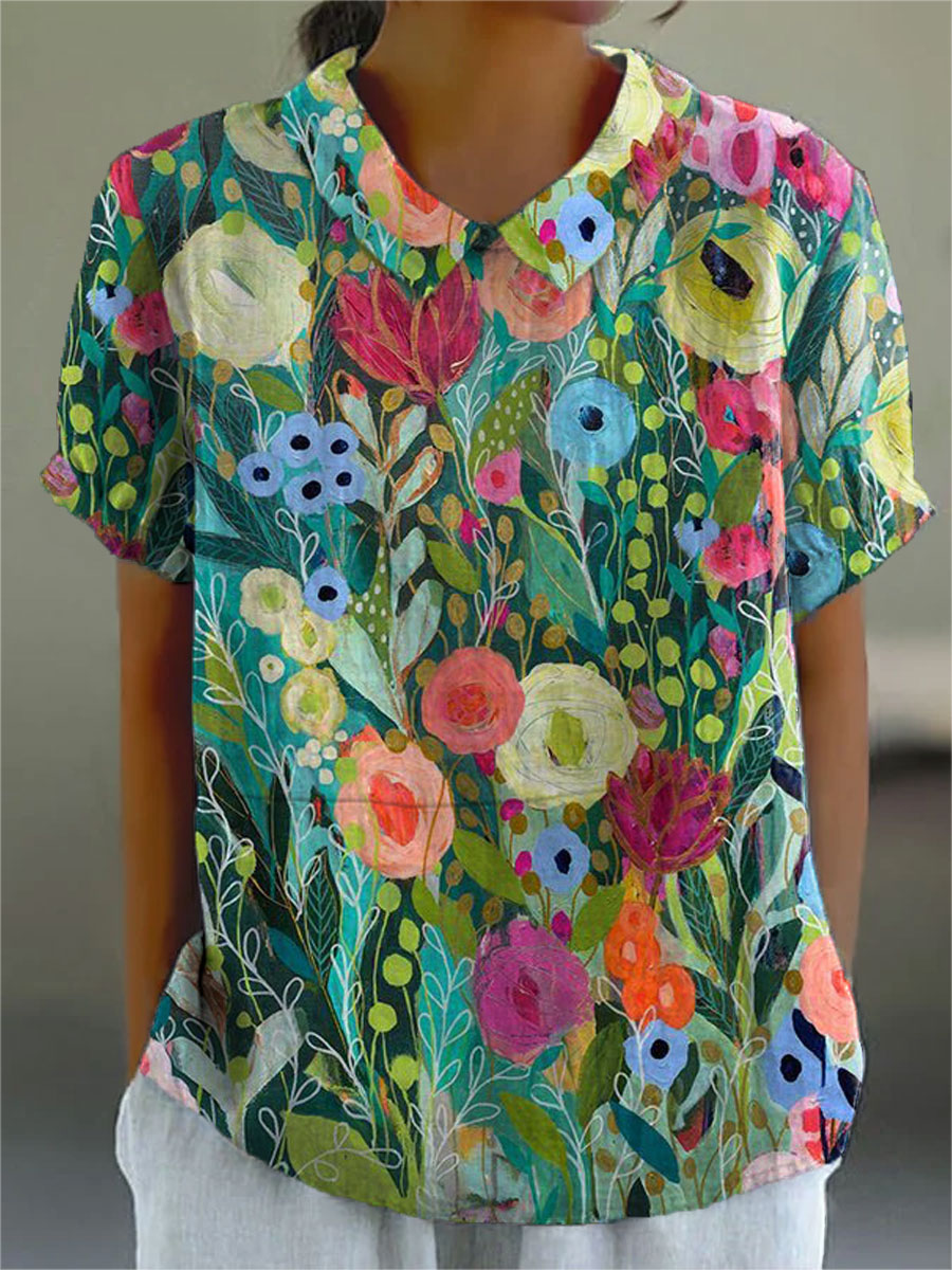 Margarita | Camisa floral de acuarela