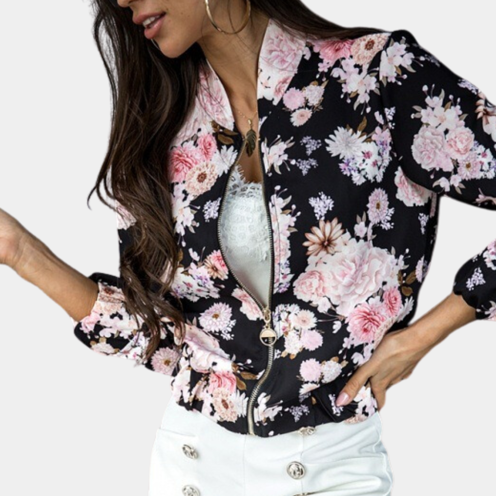 Ruby | Chaqueta elegante con cremallera y estampado floral para mujer