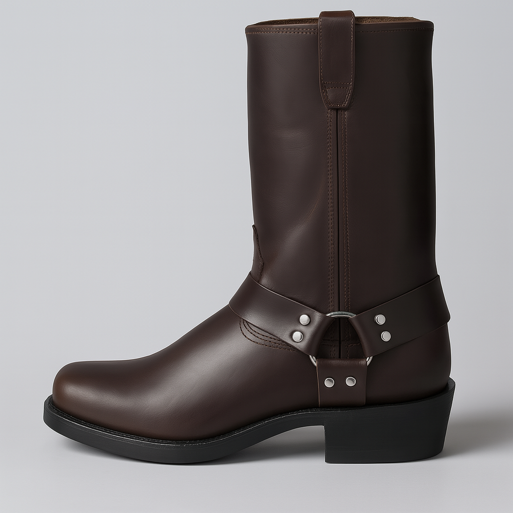 Women’s Winter Leather Cowboy Boots with Buckle