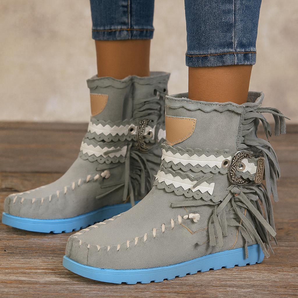 Savannah | Botines bohemios con flecos estilo western para mujer
