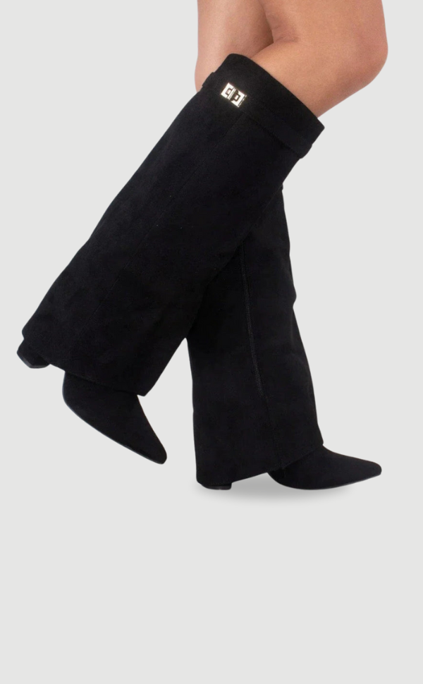 Women’s Leather Thigh-High Boots with Buckle