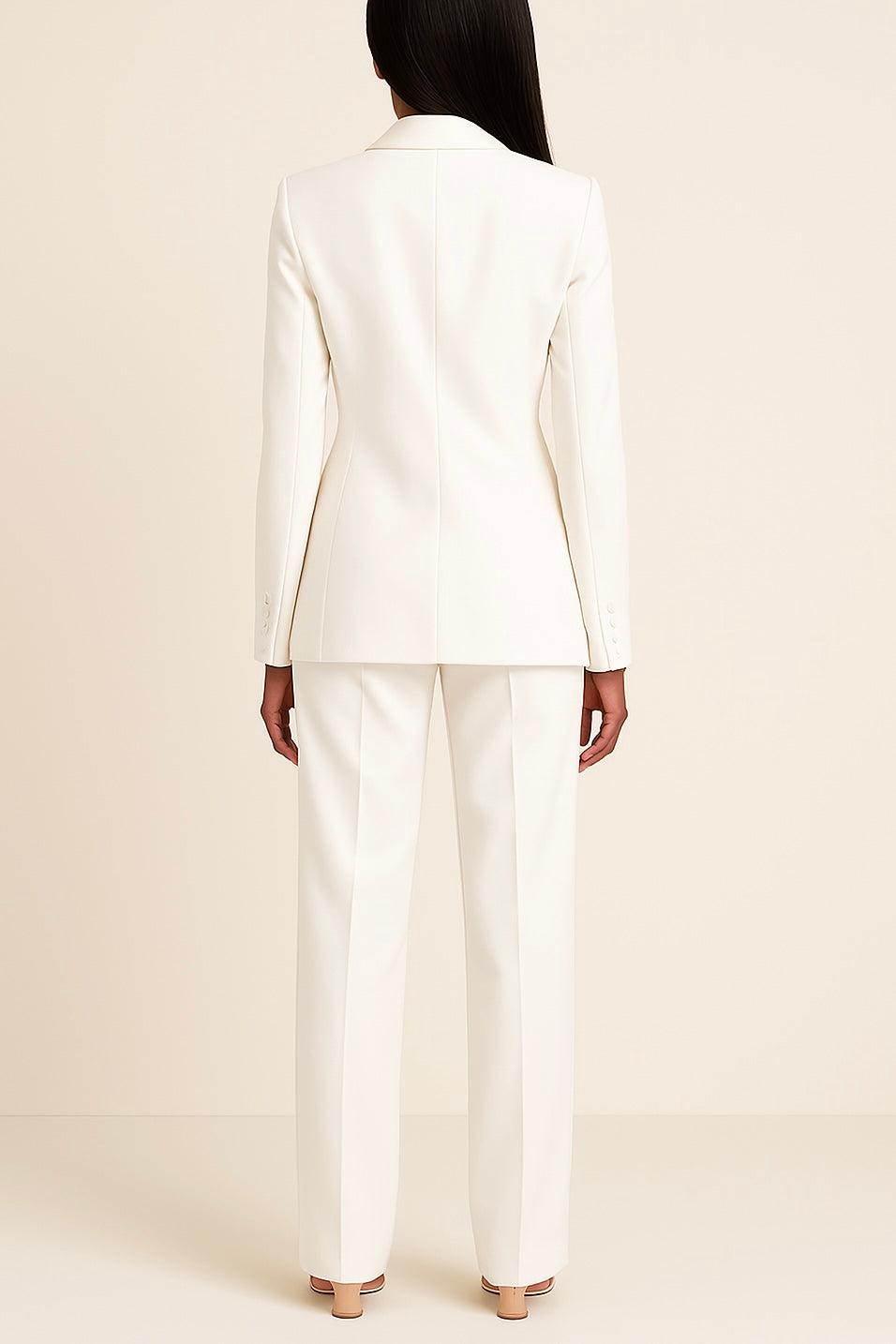Ella | Conjunto de traje formal elegante con blazer largo a medida para mujer