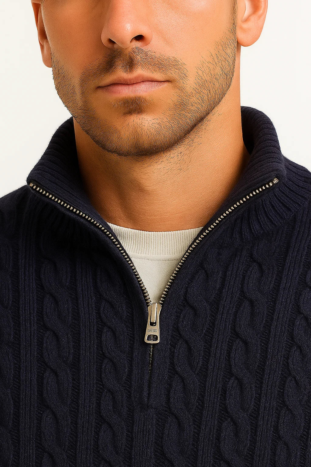 Joshua | Men’s Spring Zip-Neck Cable Knit Sweater