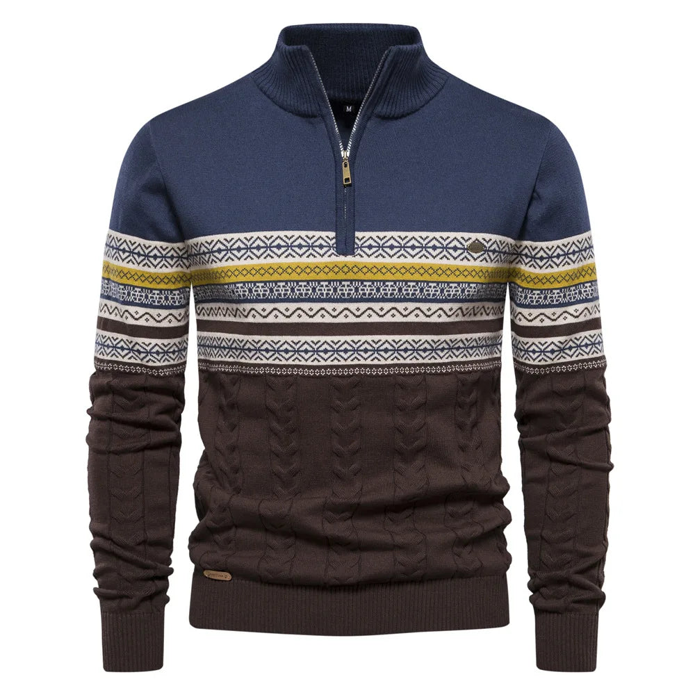 Henry™ - Elegante suéter Fair Isle con media cremallera