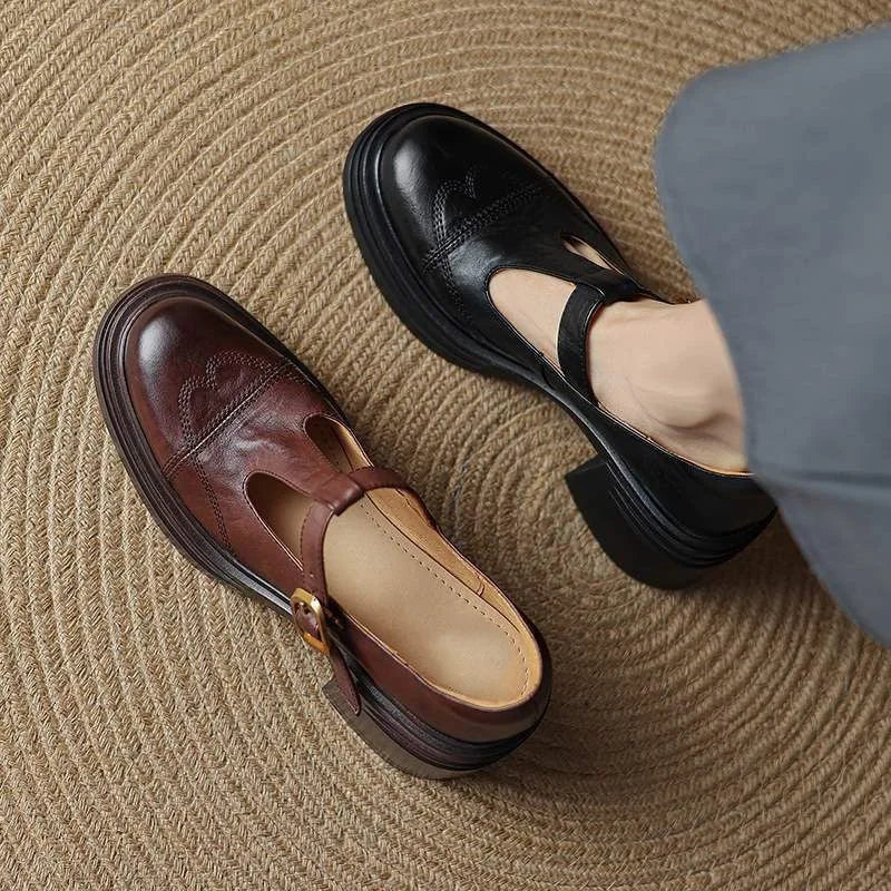 Madison | Zapatos clásicos de cuero con tira en T para mujer