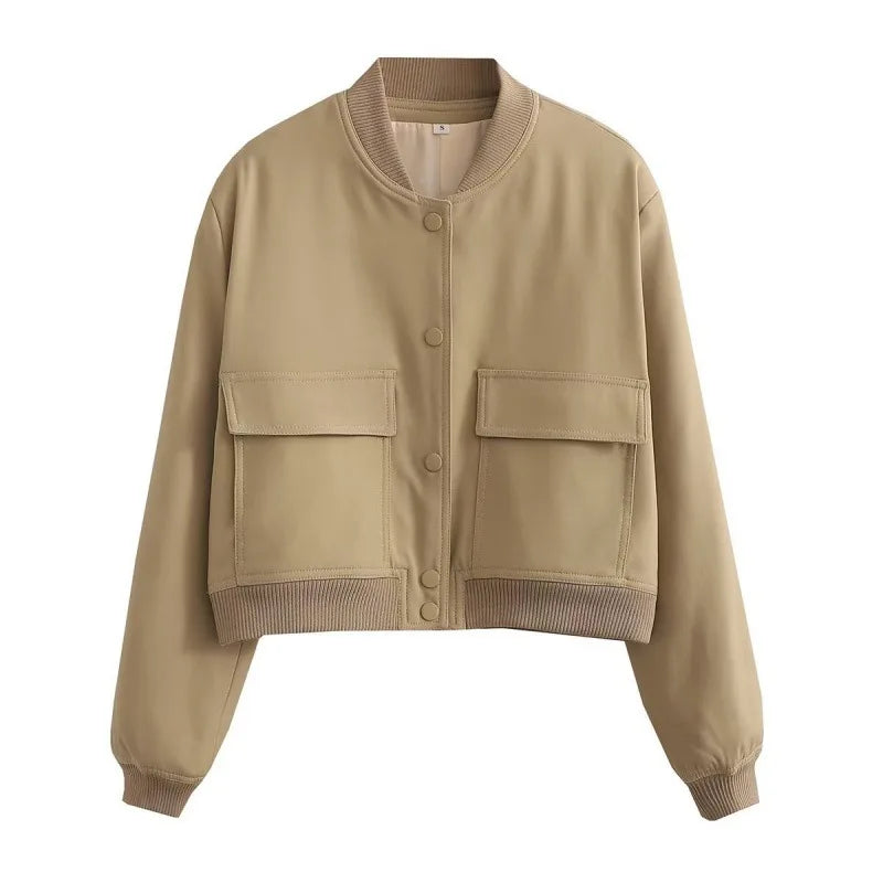 Women’s Casual Pocket Front Bomber Jacket