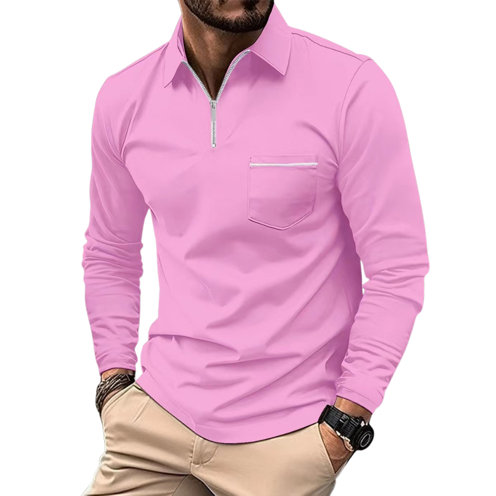 Sleek Zip-Up Collared Shirt