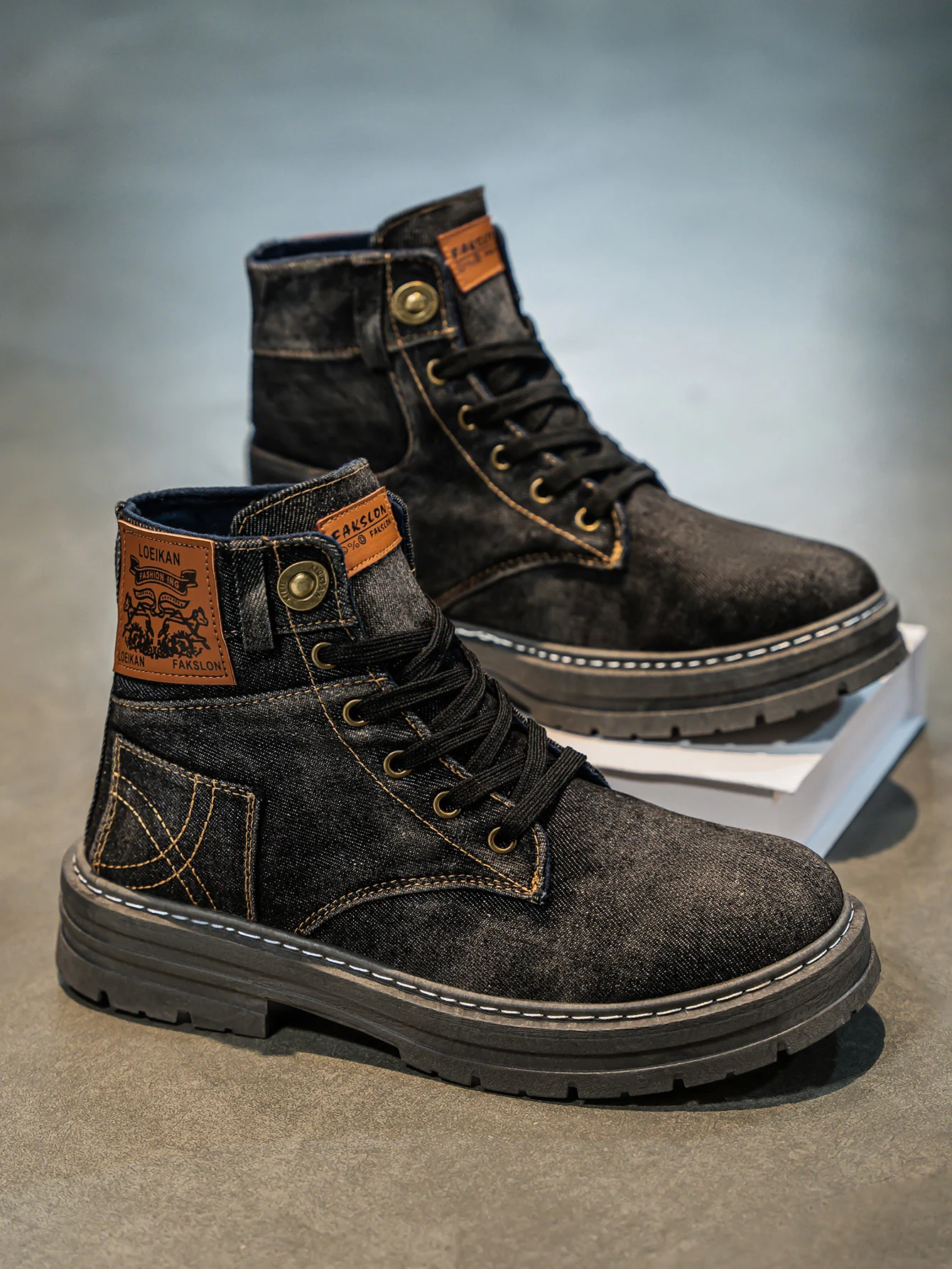 Logan | Botas utilitarias de mezclilla con cordones