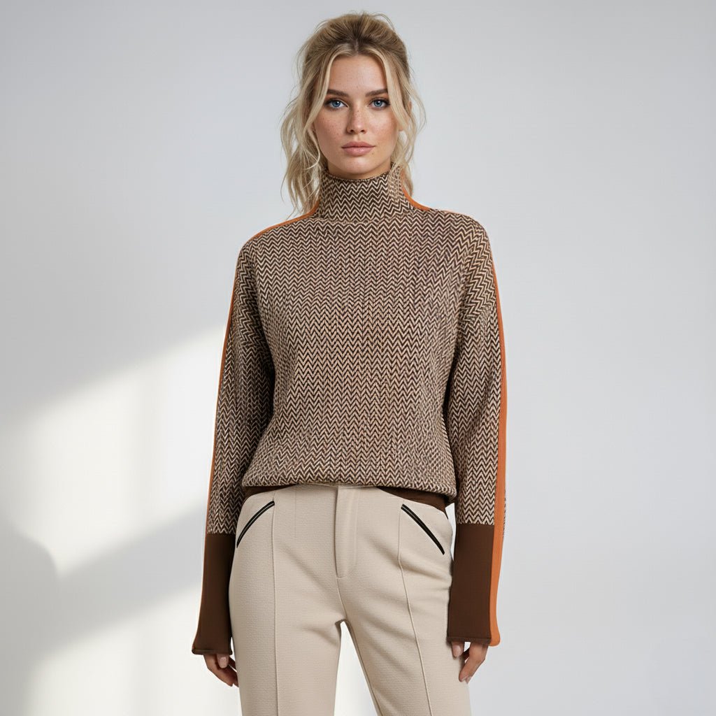 Turtleneck with Contrasting Stripes