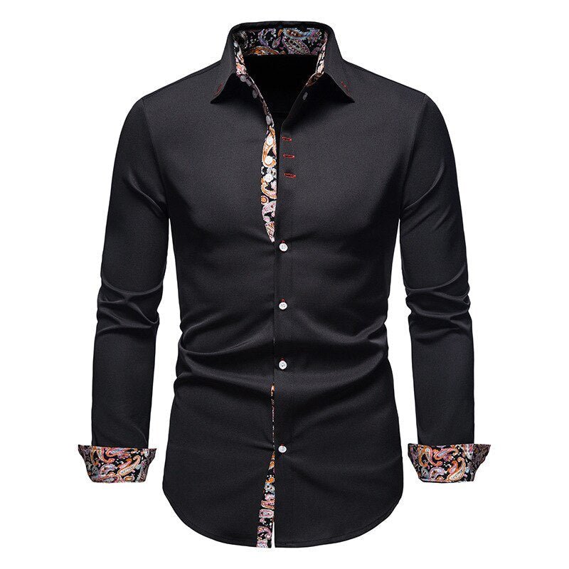 Men’s Stylish White Shirt with Floral Cuffs