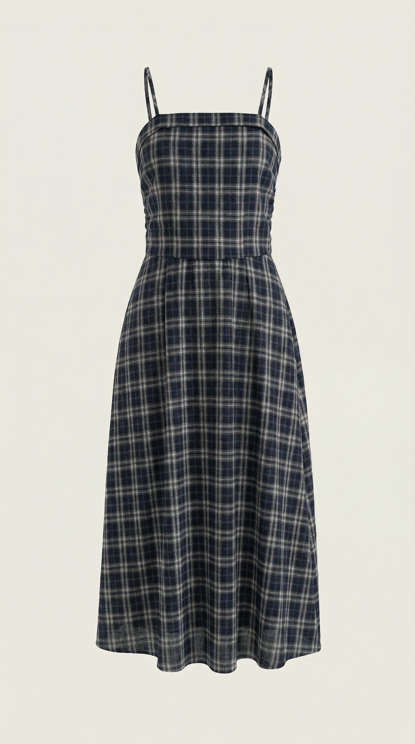 Square Neck Plaid Midi Sundress
