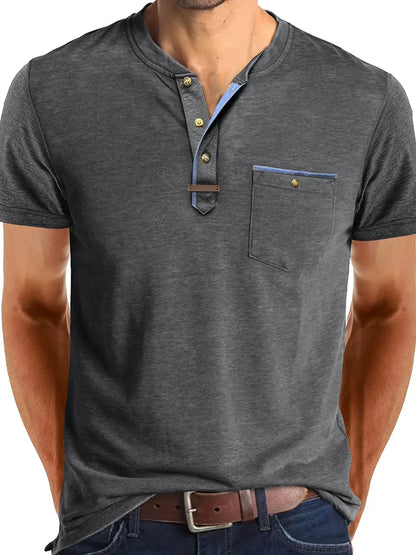Slade | Camisa clásica de cuello redondo con bolsillo