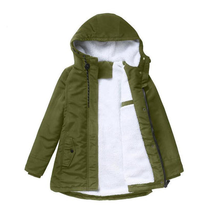 Thick Winter Coat with Hood and Quilted Lining for Winter Warmth