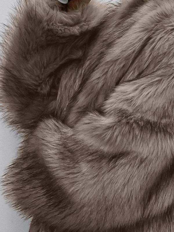 Women's Solid Color Open Faux Fur Coat