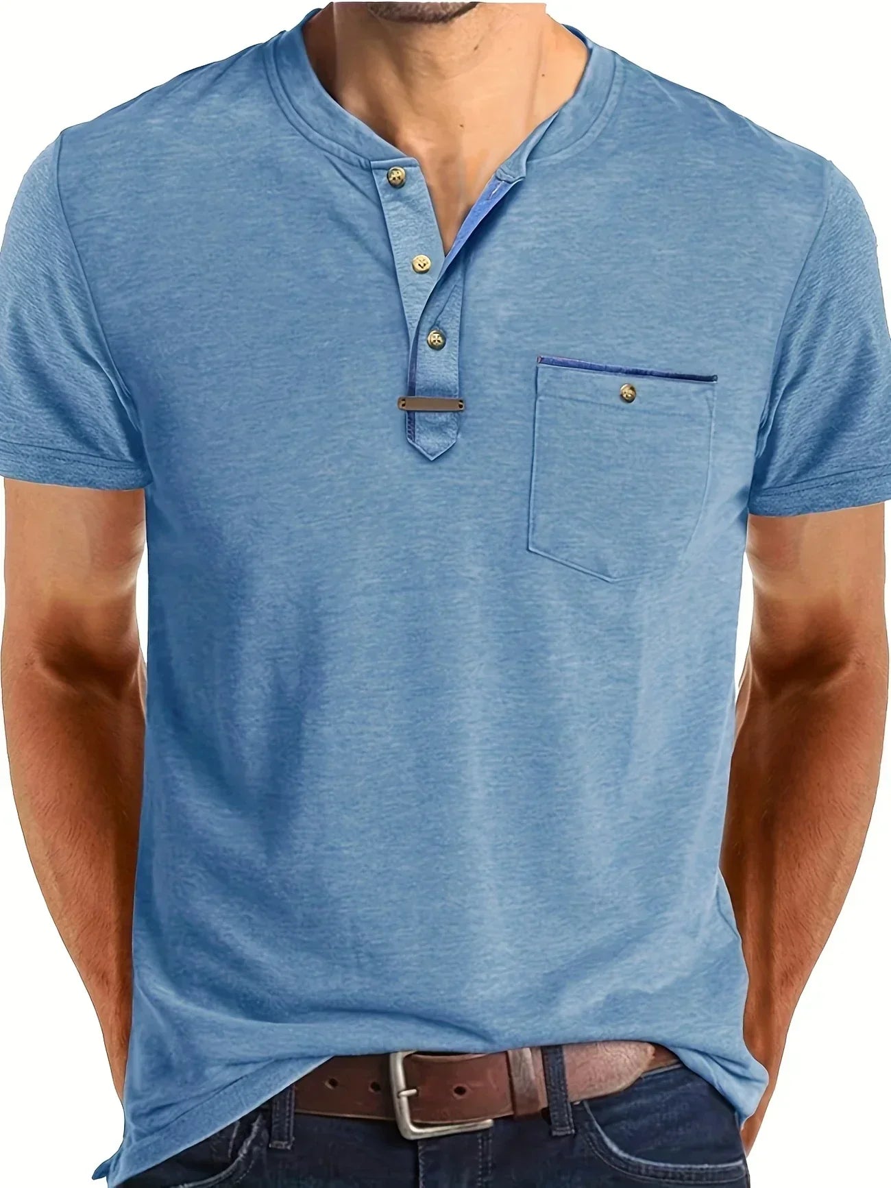 Slade | Camisa clásica de cuello redondo con bolsillo