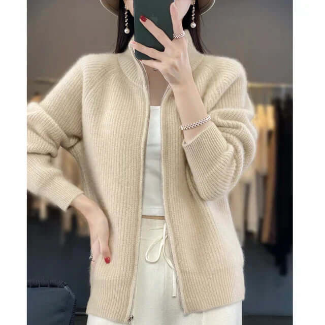 Zipper Knit Sweater for Women