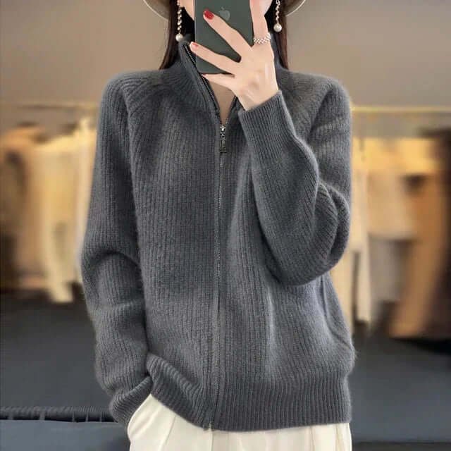 Zipper Knit Sweater for Women