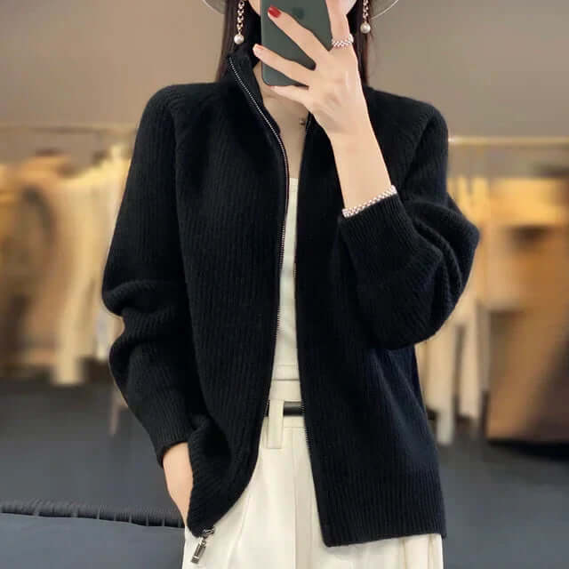 Zipper Knit Sweater for Women