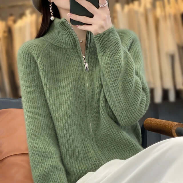 Zipper Knit Sweater for Women