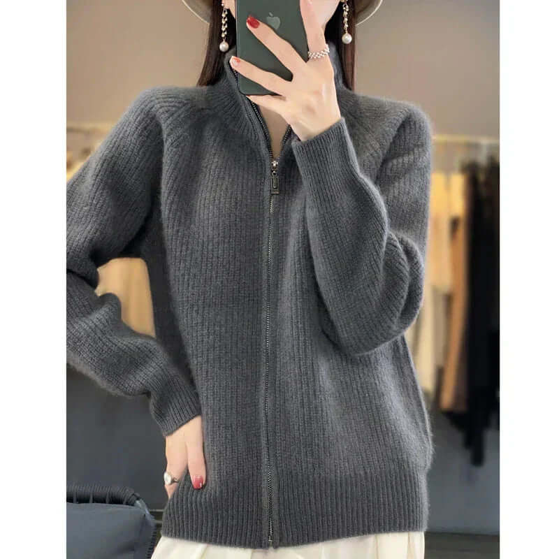 Zipper Knit Sweater for Women