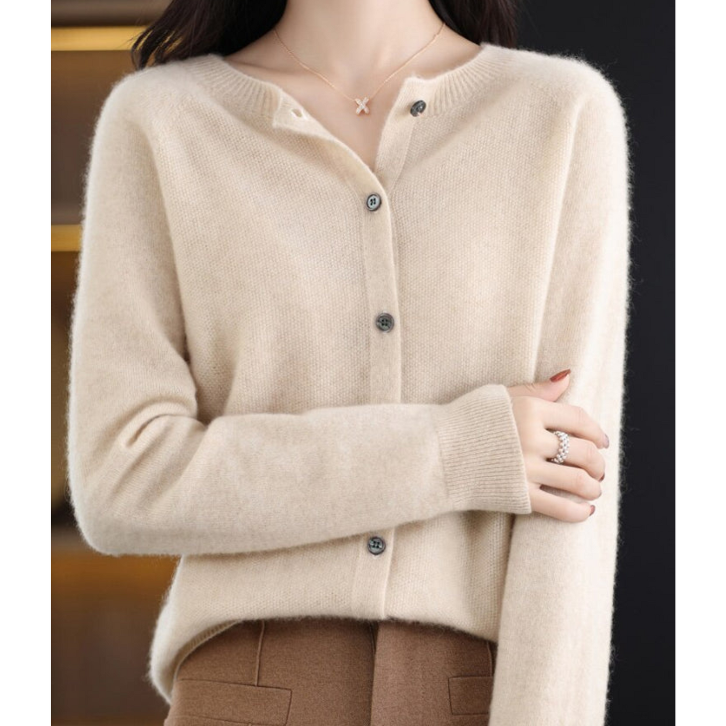 Isabella | Women’s Long Sleeve Classic Button Merino And Wool Sweaters