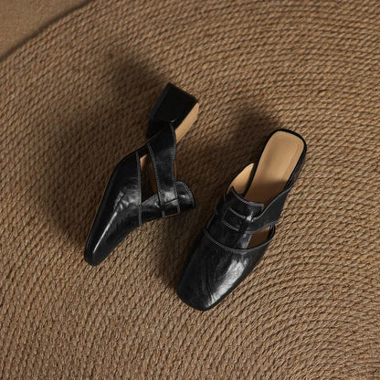 Mules de cuero genuino Andie