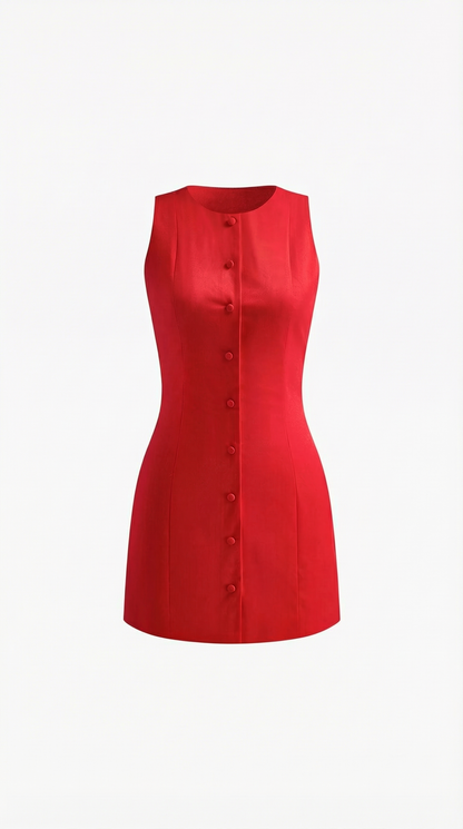 Minivestido sin mangas con botones Patricia