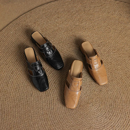 Mules de cuero genuino Andie