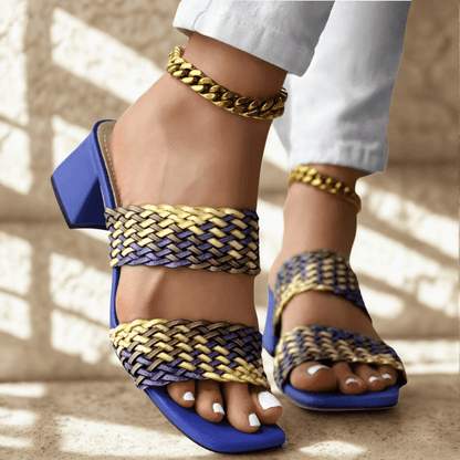 Soletta Colorblock Braided Heeled Sandals