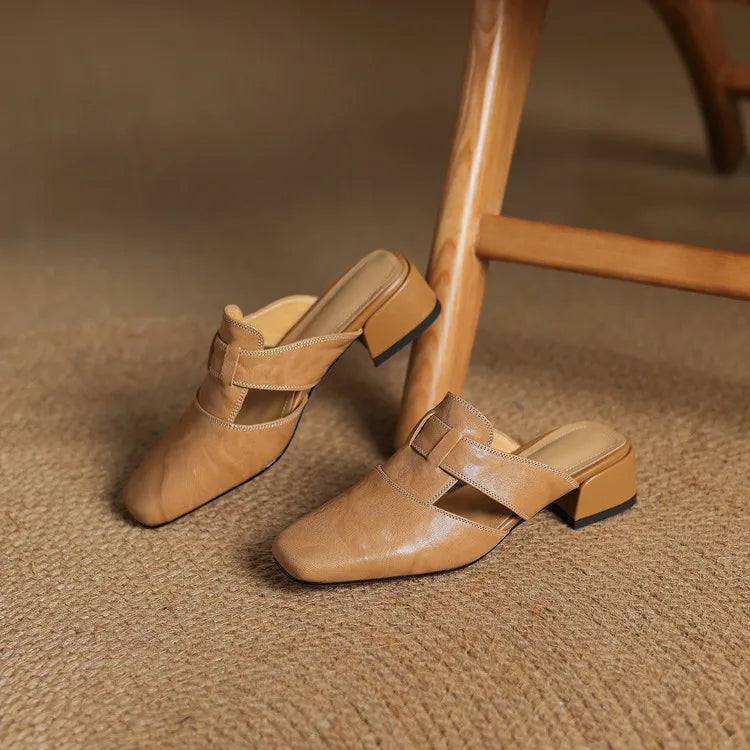 Mules de cuero genuino Andie