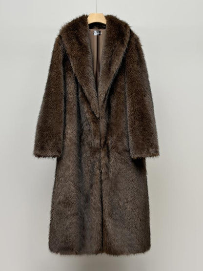Women's Solid Color Open Faux Fur Coat