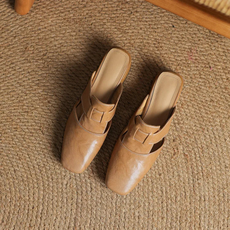 Mules de cuero genuino Andie