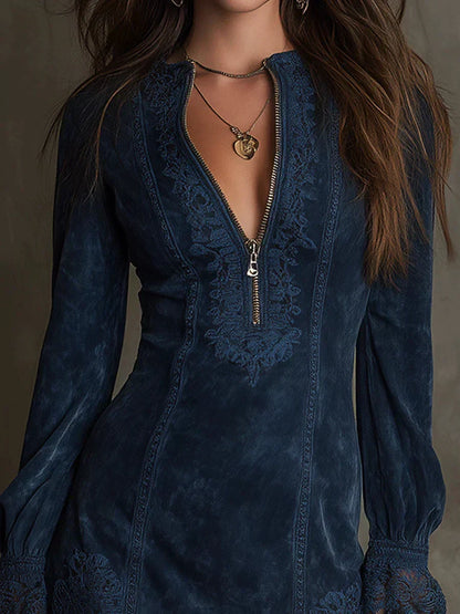 Jazmín – Minivestido azul con encaje