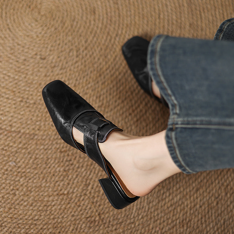 Mules de cuero genuino Andie