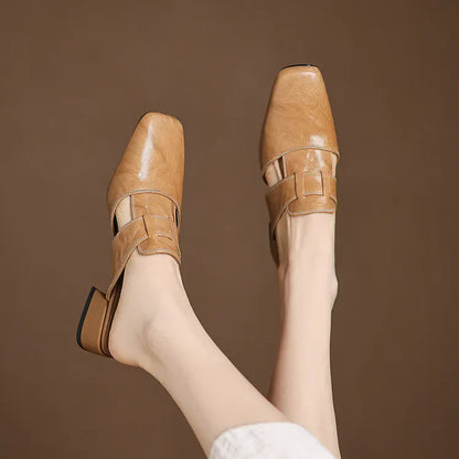 Mules de cuero genuino Andie
