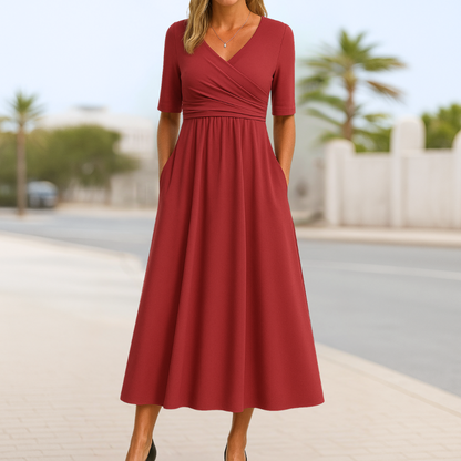 Short Sleeve Crossed Dress