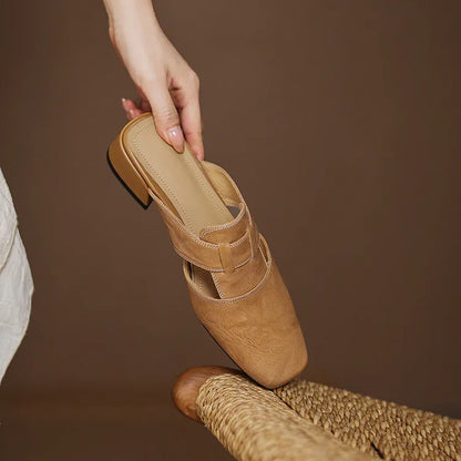 Mules de cuero genuino Andie