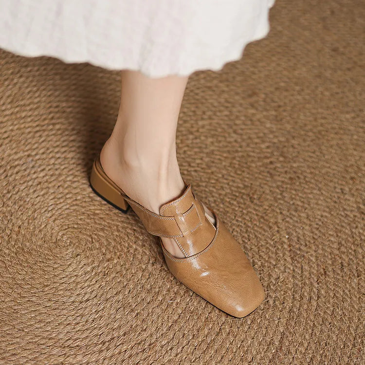 Mules de cuero genuino Andie