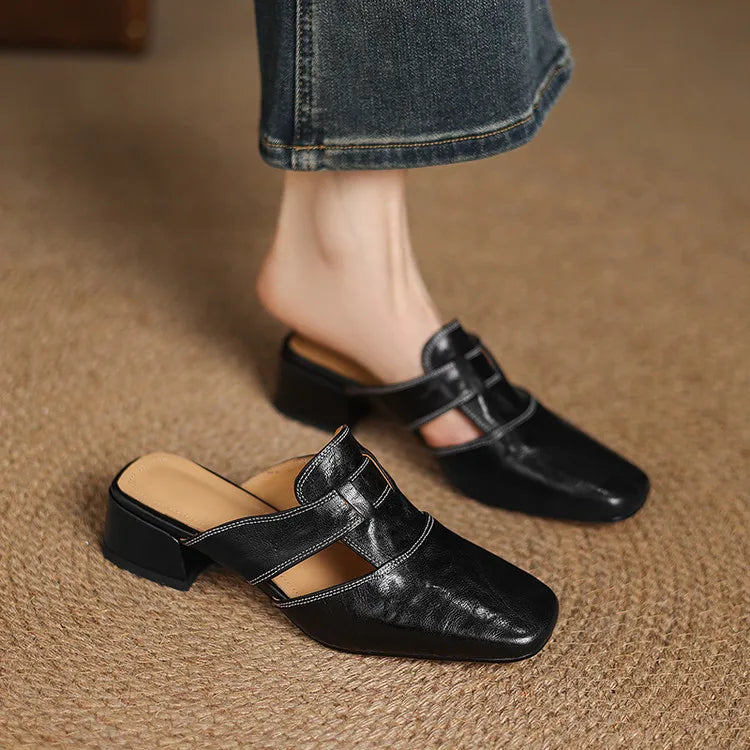 Mules de cuero genuino Andie