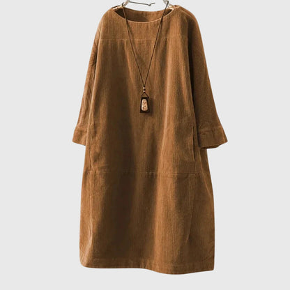 Relaxed Corduroy Midi Dress