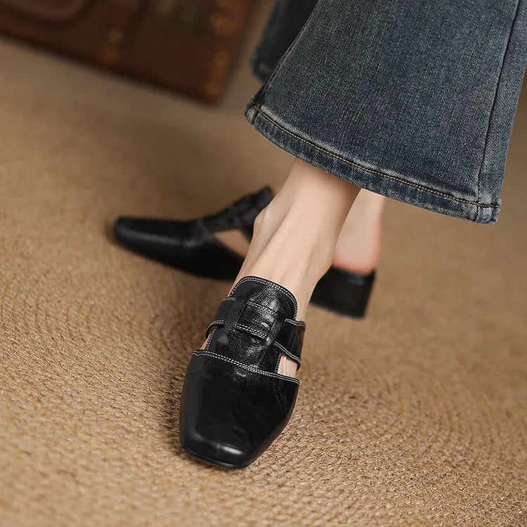 Mules de cuero genuino Andie