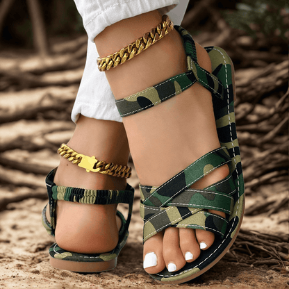 Nantes Camouflage Strappy Sandals