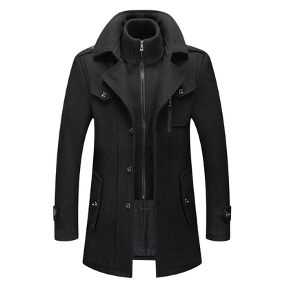 Nicholas | Classic Double Layer Long Coat For Men