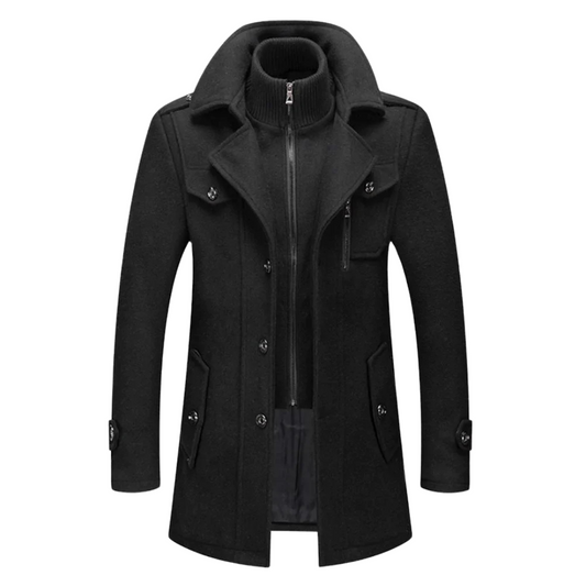 Nicholas | Classic Double Layer Long Coat For Men