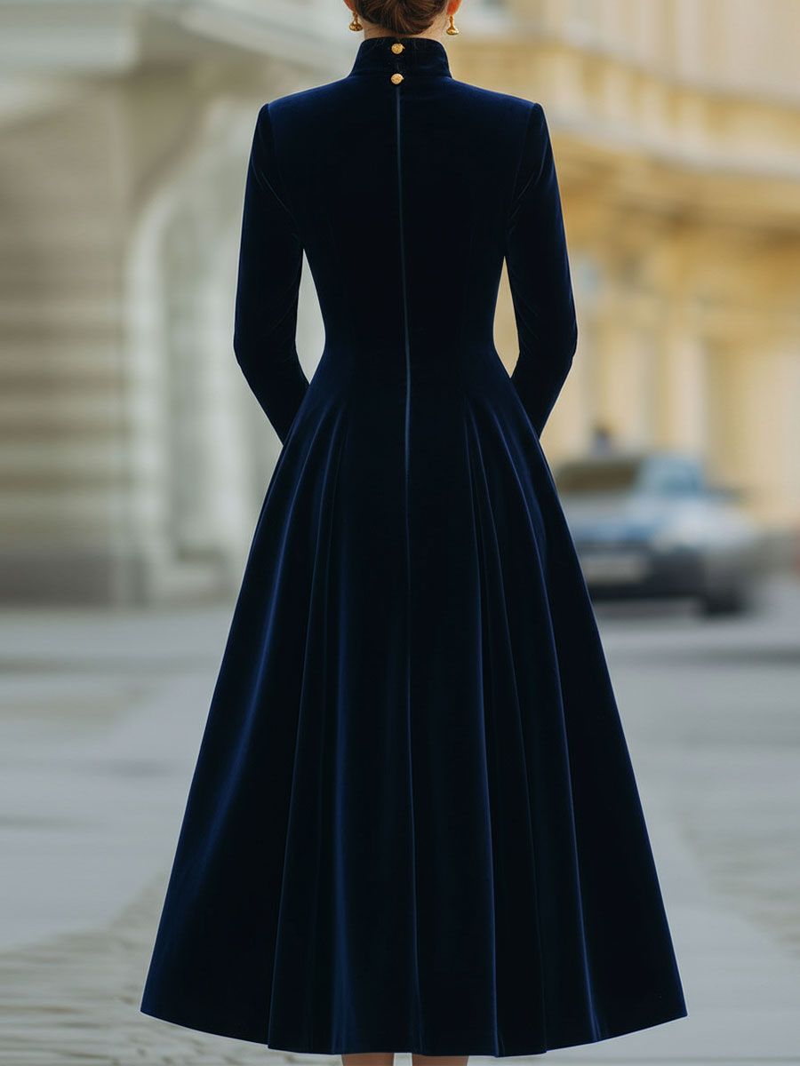 Natalia | Vestido corte A con detalles dorados